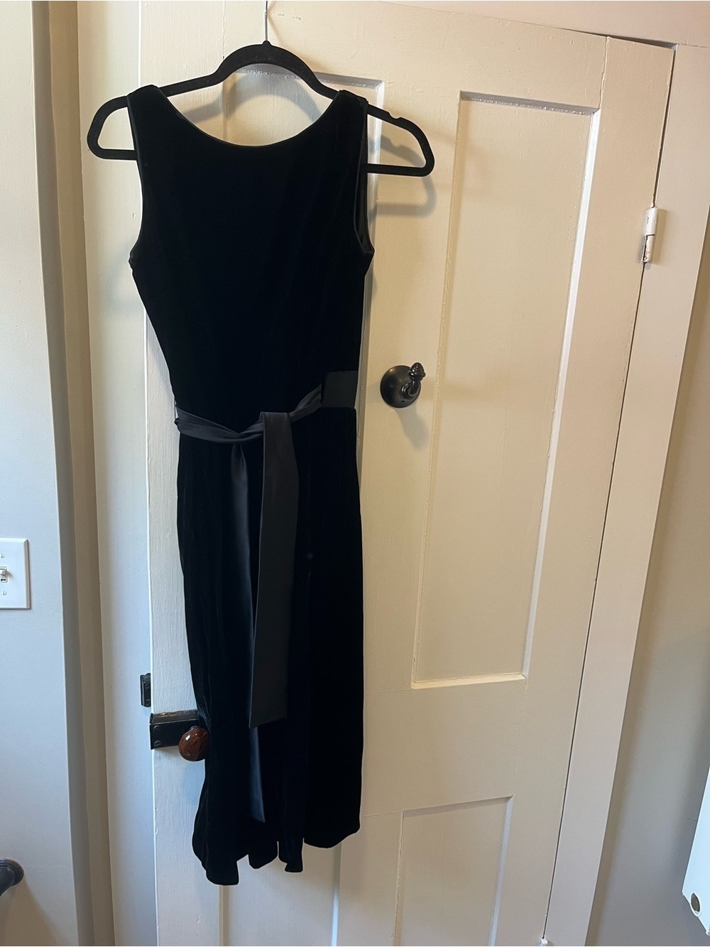 Vintage Coco 60s Black Velvet Knee Length Wrap Dress Small
